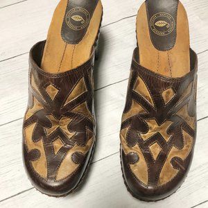 Nurture Leather Mule Clog Layered Leather Work